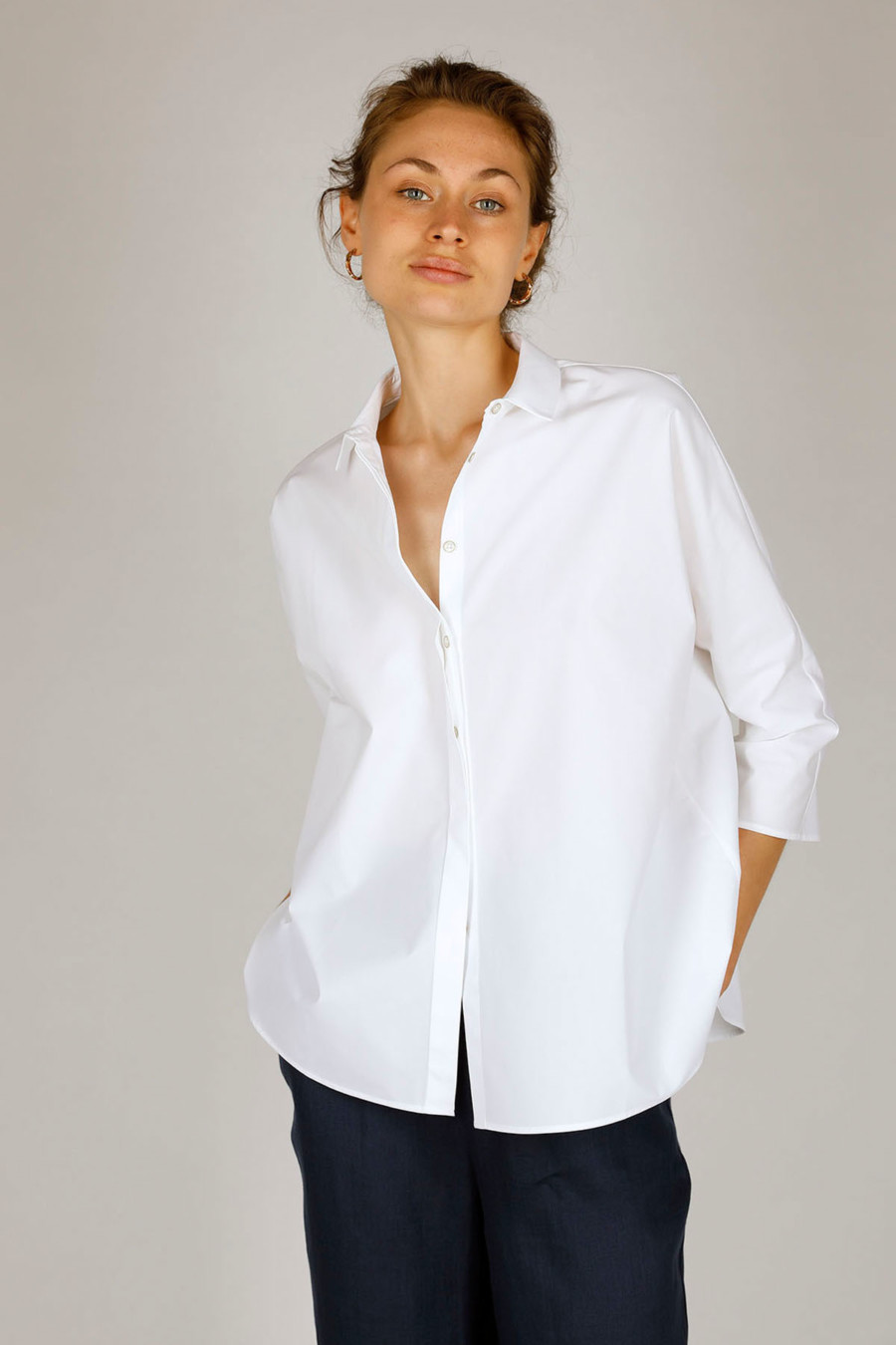 EMMA - Wide Cotton blouse - Colour: White