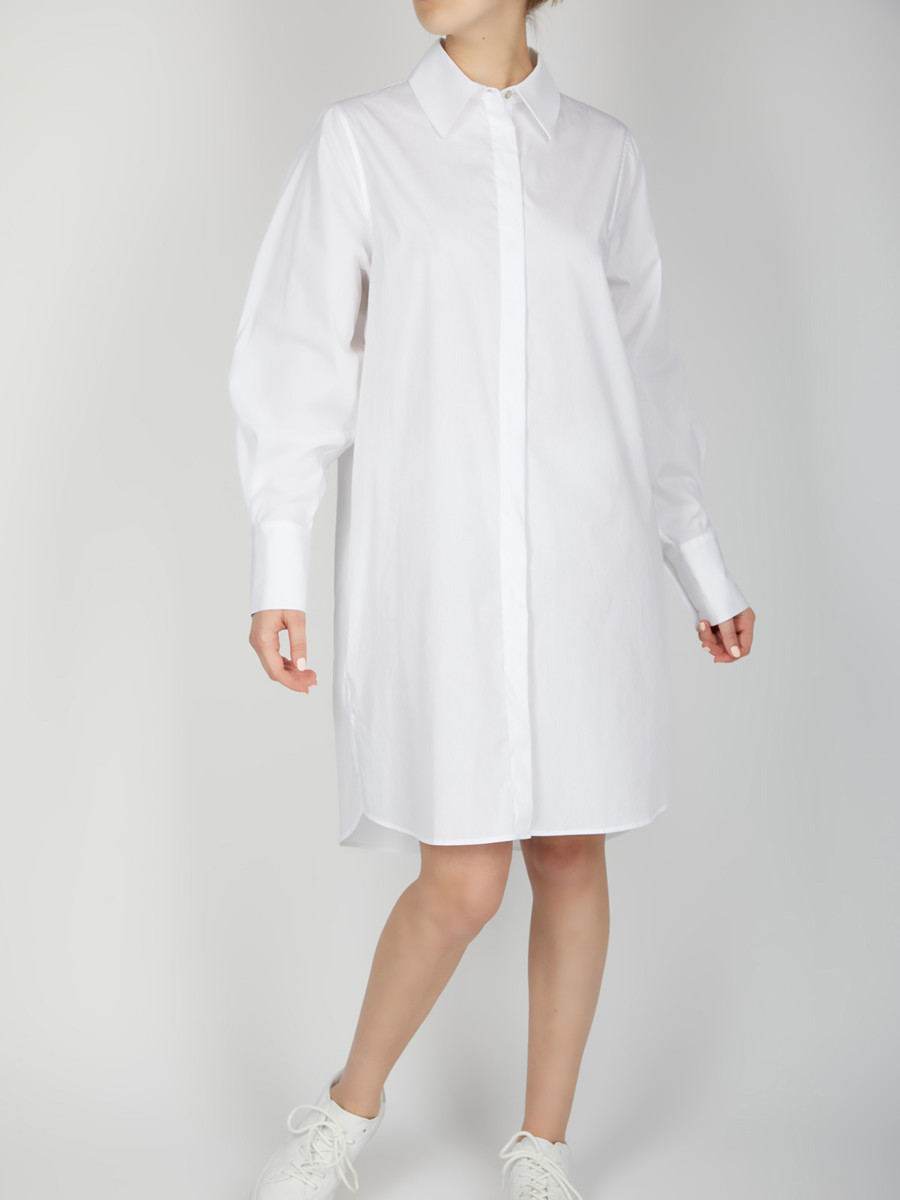 LORA DRESS – Oversize Hemdblusenkleid aus Bio-Baumwolle – Farbe: White