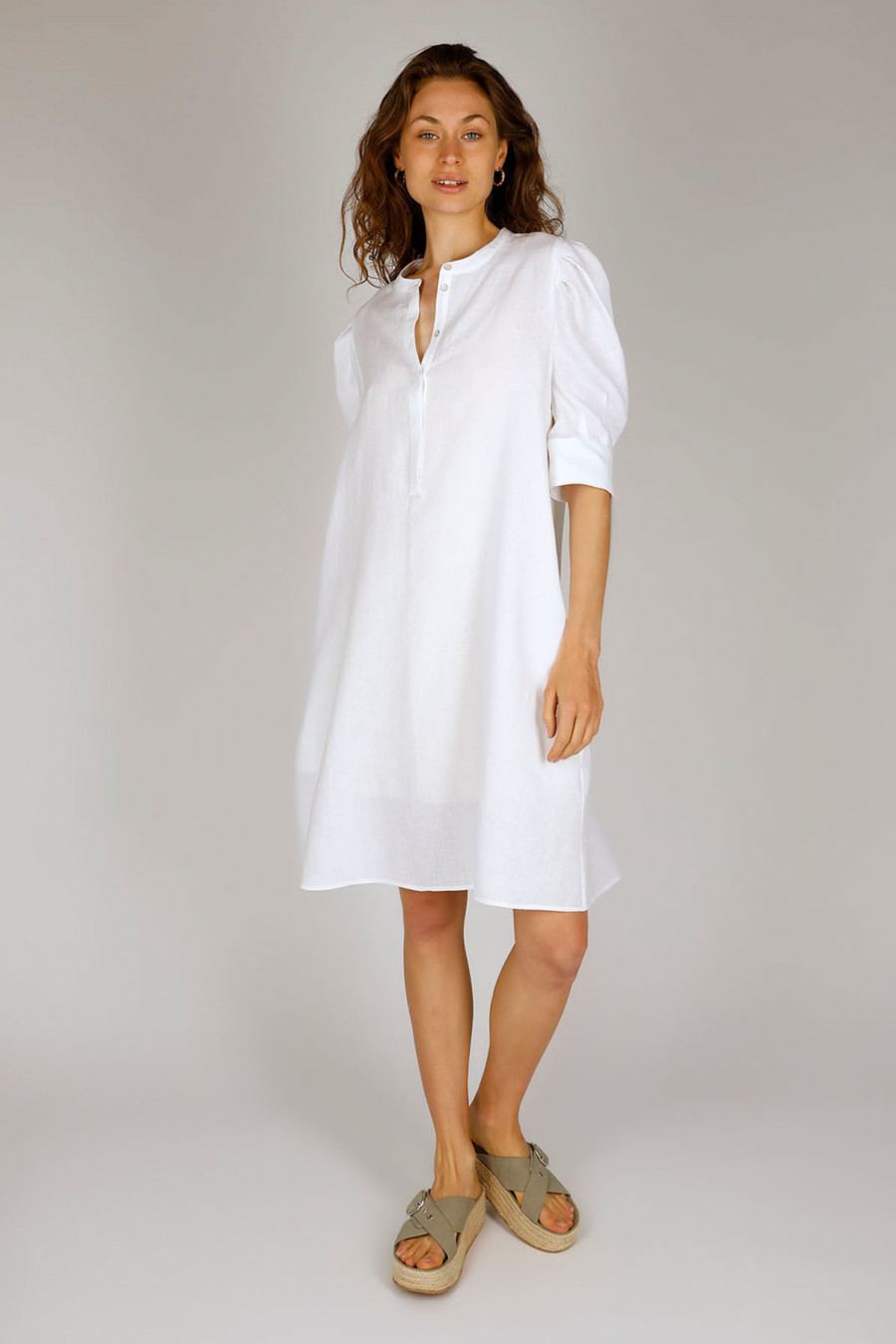 PHILIPA - Shirt blouse dress with puff sleeves - Colour: White