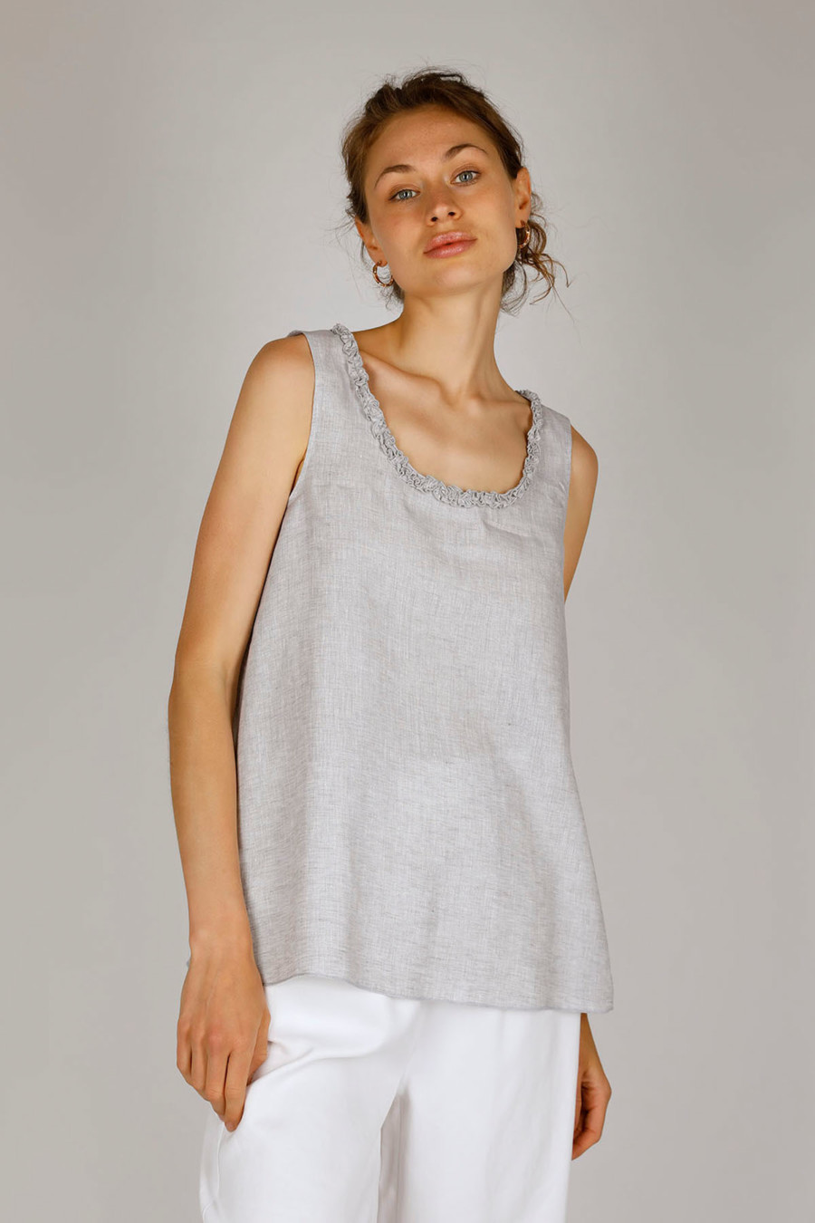 POLLY - Strappy top with ruffle details - Colour: Silver