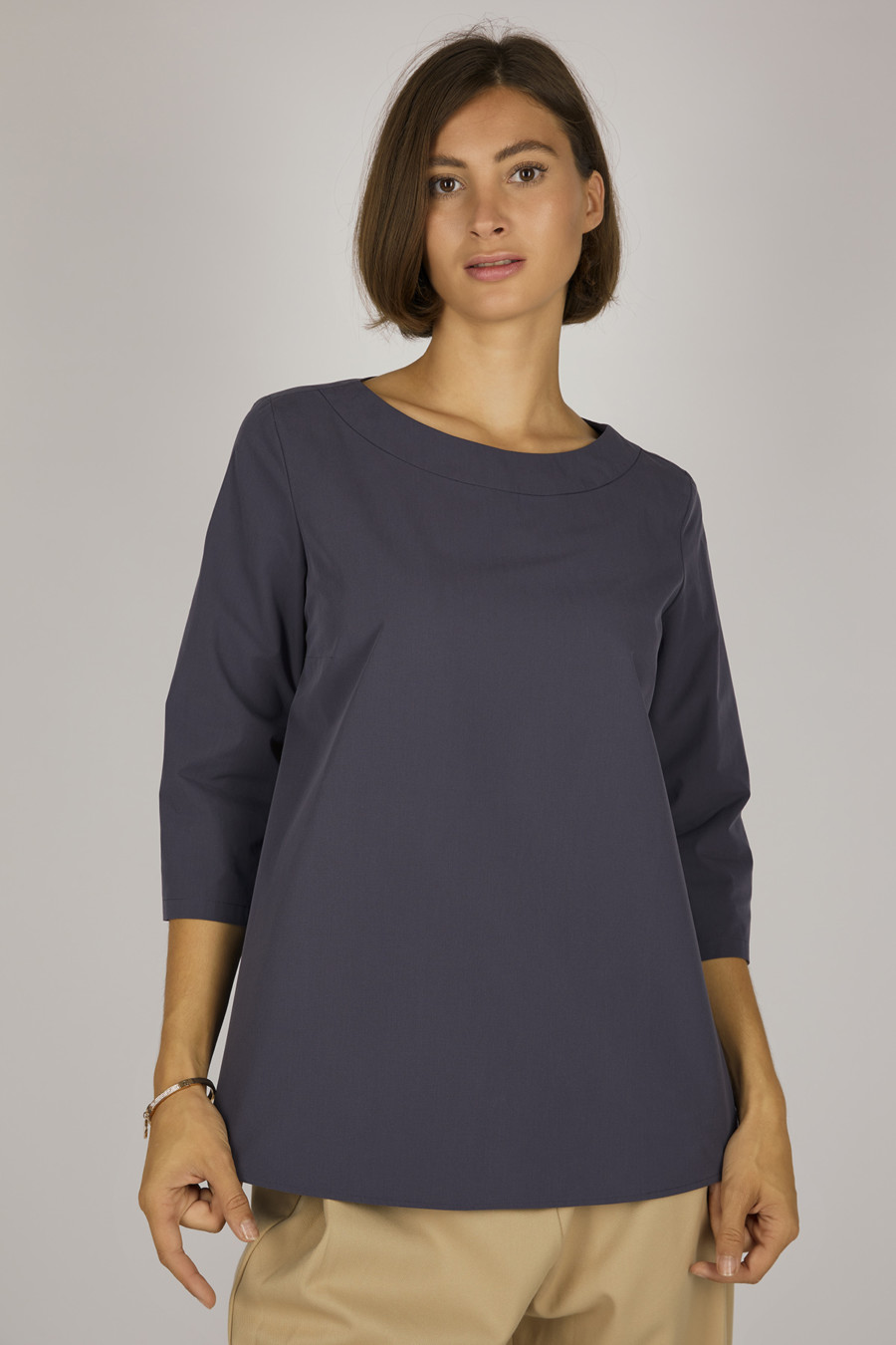 ALISON – Wide shirt in organic cotton – Color: Slate