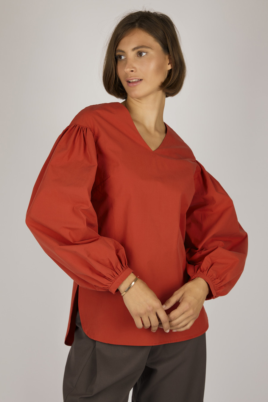 LOTTE – Blouse with puff sleeves - Color: Red Hot